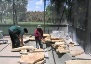 installation of a landscape retaining wall in Pinecrest